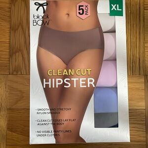 Black Bow Clean Cut Hipster 5 Pack of Underwear Panties Size XL NWT
